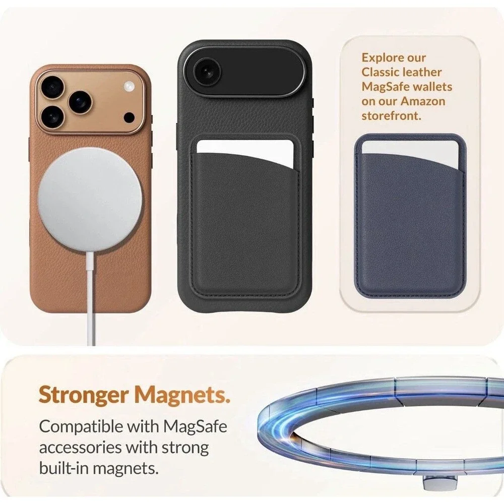 LONLI Urban Pebbled Leather iPhone 17 Air Case with Camera Control Magsafe Saddl